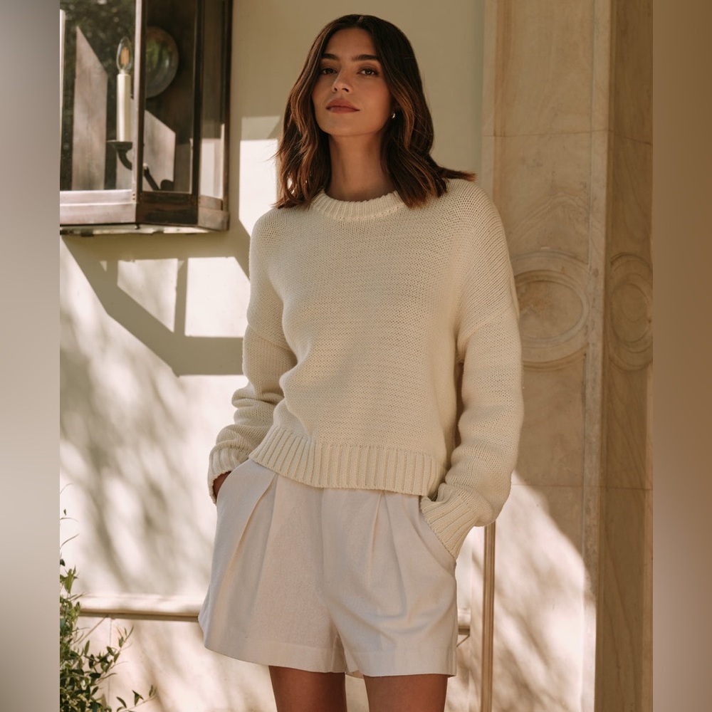 Jenni Kayne Chloe Cotton Crewneck in Ivory size Medium